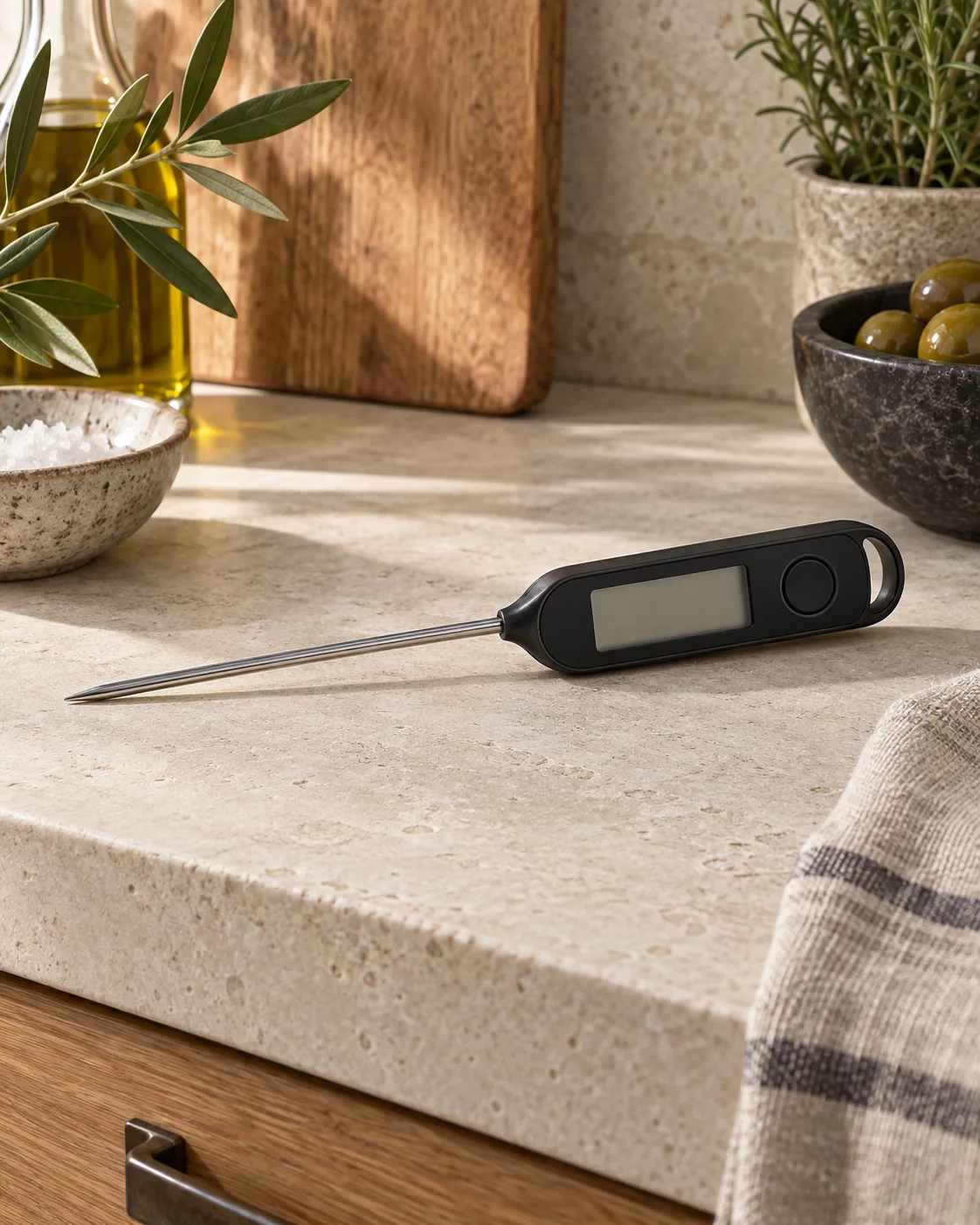 Thermomètre de cuisine digital compact avec sonde en inox