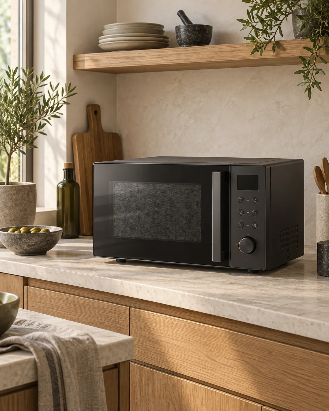 Micro-ondes gril noir de 23 litres avec panneau de commande numérique